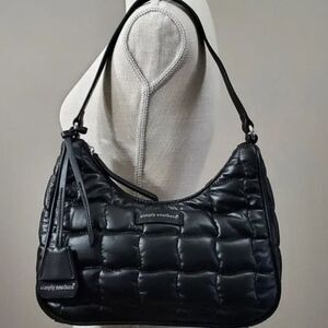 Simply Southern Faux Leather Black Puffy Hobo Bag